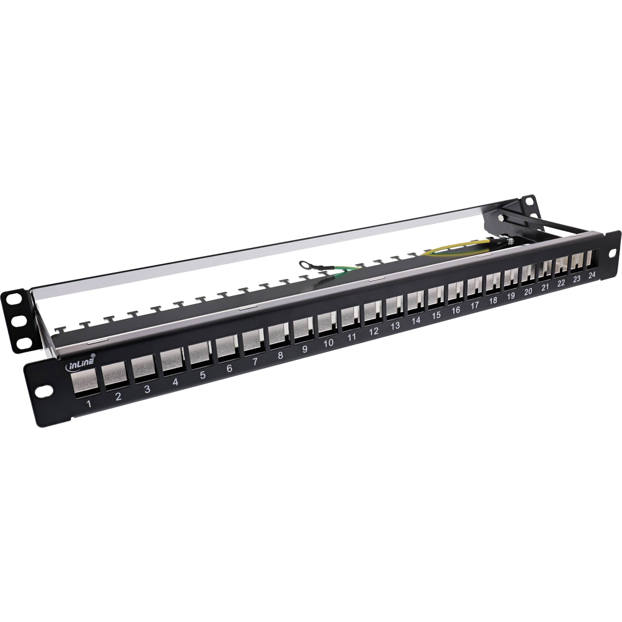 InLine® patchpaneel 24-voudig, Keystone leeg patchpaneel met uittrekelem.,19",1U-1