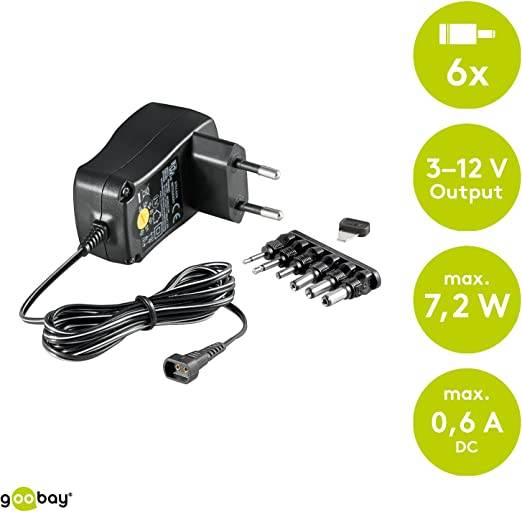 Goobay 67950 Netvoedingsmodule 3 V/DC, 4.5 V/DC, 5 V/DC, 6 V/DC, 7.5 V/DC, 9 V/DC, 12 V/DC 0.6 A 7.2 W Uitgangsspanning -1