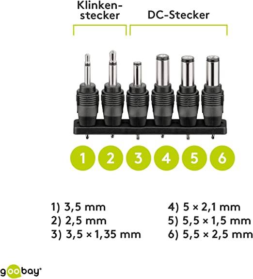 Goobay 67950 Netvoedingsmodule 3 V/DC, 4.5 V/DC, 5 V/DC, 6 V/DC, 7.5 V/DC, 9 V/DC, 12 V/DC 0.6 A 7.2 W Uitgangsspanning -3