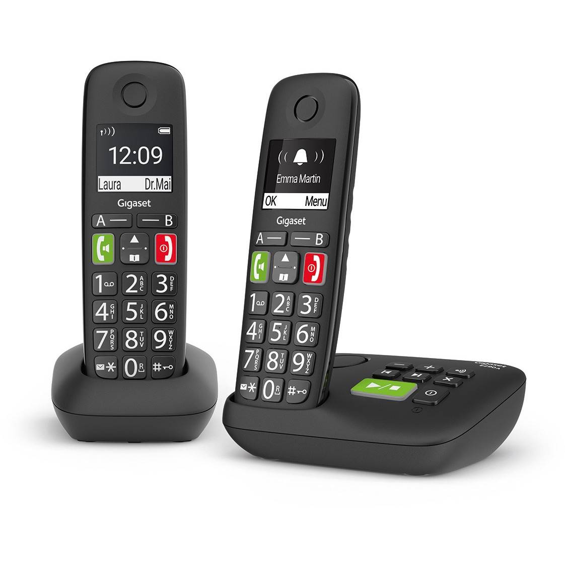 Gigaset E290A Duo - Analoge-/DECT-telefoon - Draadloze handset - Luidspreker - 150 entries - Nummerherkenning - Zwart-1