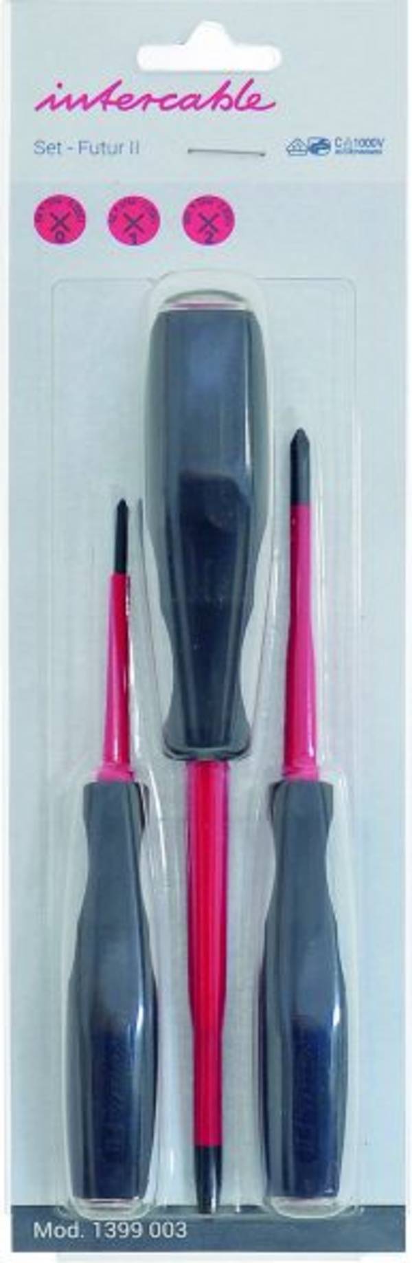 Intercable Schroevendraaierset kruiskop "Philips" SLIM VDE 1000V