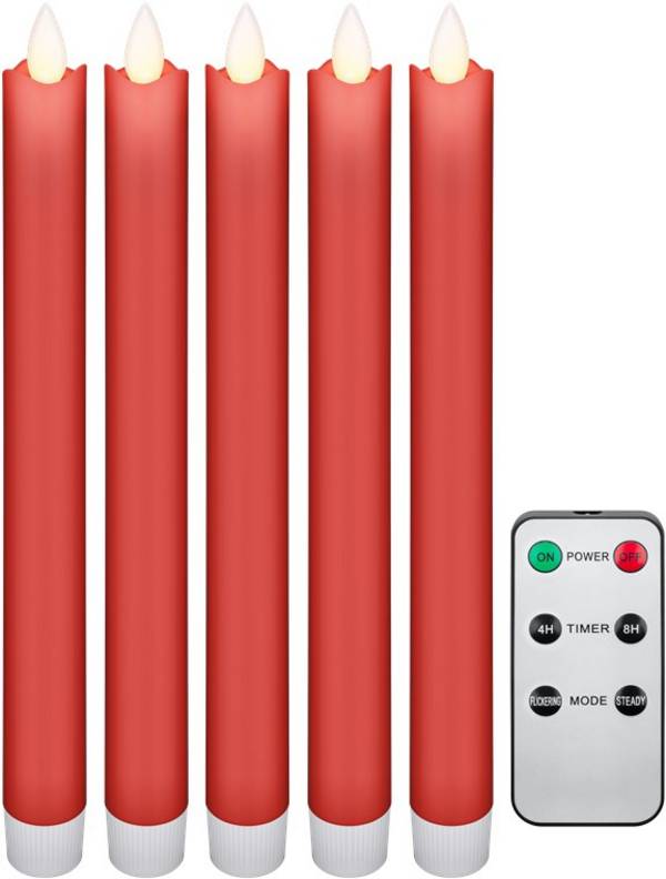 Goobay set van 5 rode LED kaarsen van echte wax, inclusief afstandsbediening - prachtige en veilige...