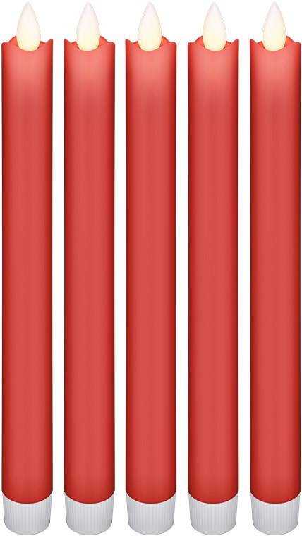 Goobay set van 5 rode LED kaarsen van echte wax, inclusief afstandsbediening - prachtige en veilige...-3