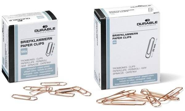 Duurzame paperclips 26 mm, 1000 stuks, kopergeplateerd-2