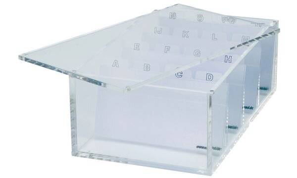 Maul 4002390047111 Maul - visitekaartbox acryl met deksel incl. index 11.4x19x7.2cm-2
