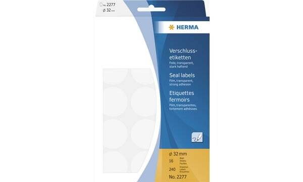 HERMA sluitingslabel. transp. 32 mm extreem klevend 240 stuks.-9