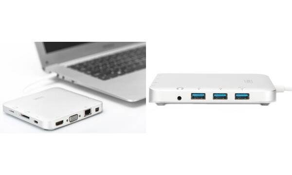 Digitus DA-70863 USB Type C Dockingstation voor Notebook - 3 ex USB-poort - 3 x USB 3.0 - Netwerk (RJ-45) - HDMI-Kabel --4