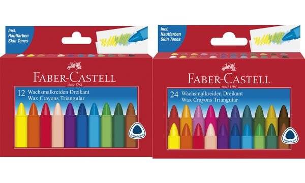 FABER-CASTELL driehoekige waskrijtjes, kartonnen doos met 24 stuks-1