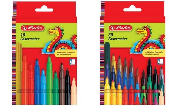 herlitz Fasermaler, 30er Karton-Etui mit Lebensmittelfarbe, Strichstärke: 2 mm, - 1 Stück (8649311)-0