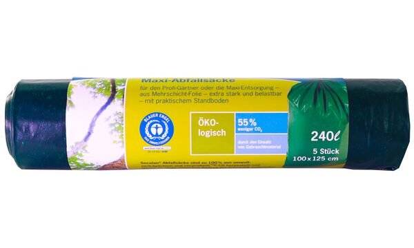 1x5 Secolan Maxi-Afvalzakken 240 l groen/zwart-2
