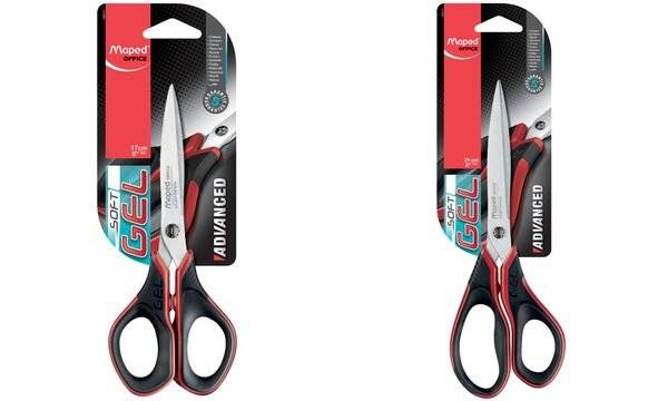 Maped 3154144962100 Maped Office - schaar Advanced Softgel, ft 17 cm, rechts, scherpe punt, RVS, zwart/rood, blister-2