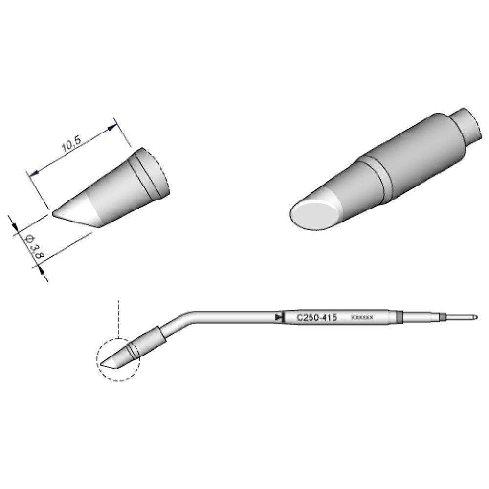 Soldeerstift afgeschuind, D: 3,8 mm, C250415-1