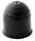 Een enkel zwart kunststof onderdeel in bolvorm met horizontale ribbels.