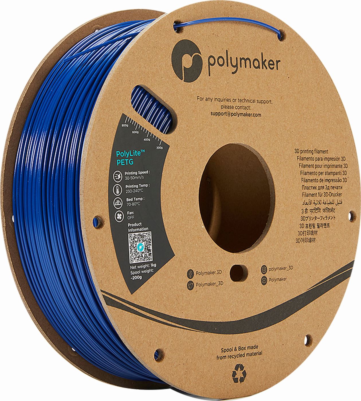 Polymaker 70646  Filament PETG  2.85 mm 1000 Blauw PolyLite 1 stuk(s)
