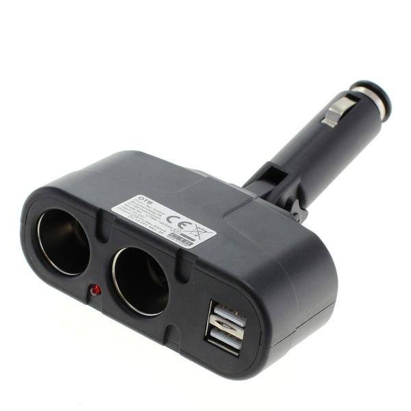 Sigarettenaanstekerplug splitter met 2x 12-24V en 2x USB-A poort / zwart-0