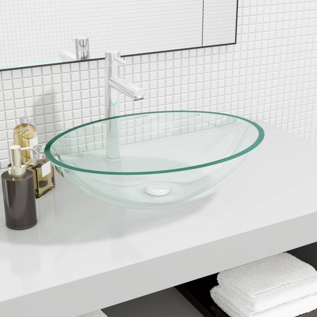 vidaXL - Wasbak - 50x37x14 - cm - glas - transparant