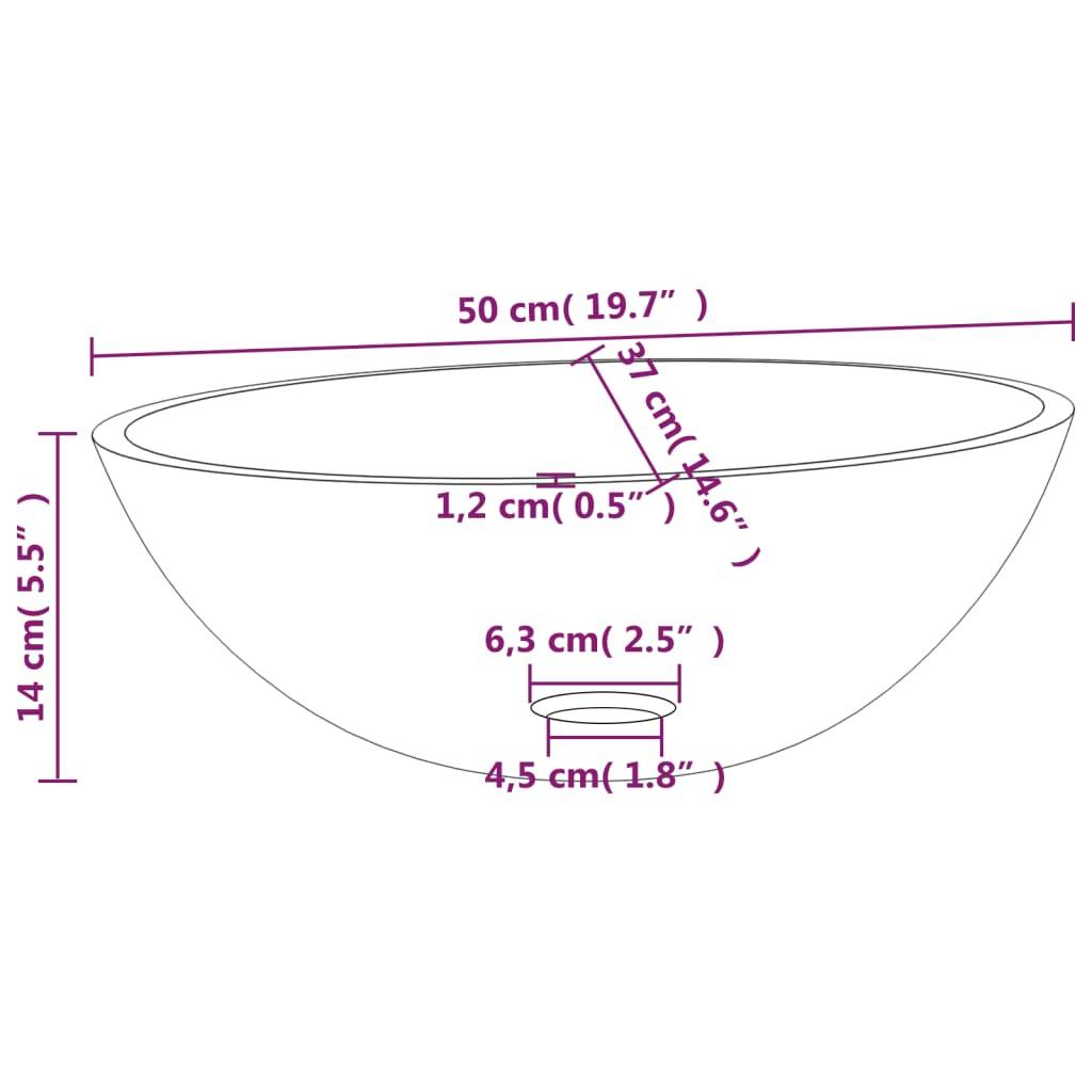 vidaXL - Wasbak - 50x37x14 - cm - glas - zwart-1