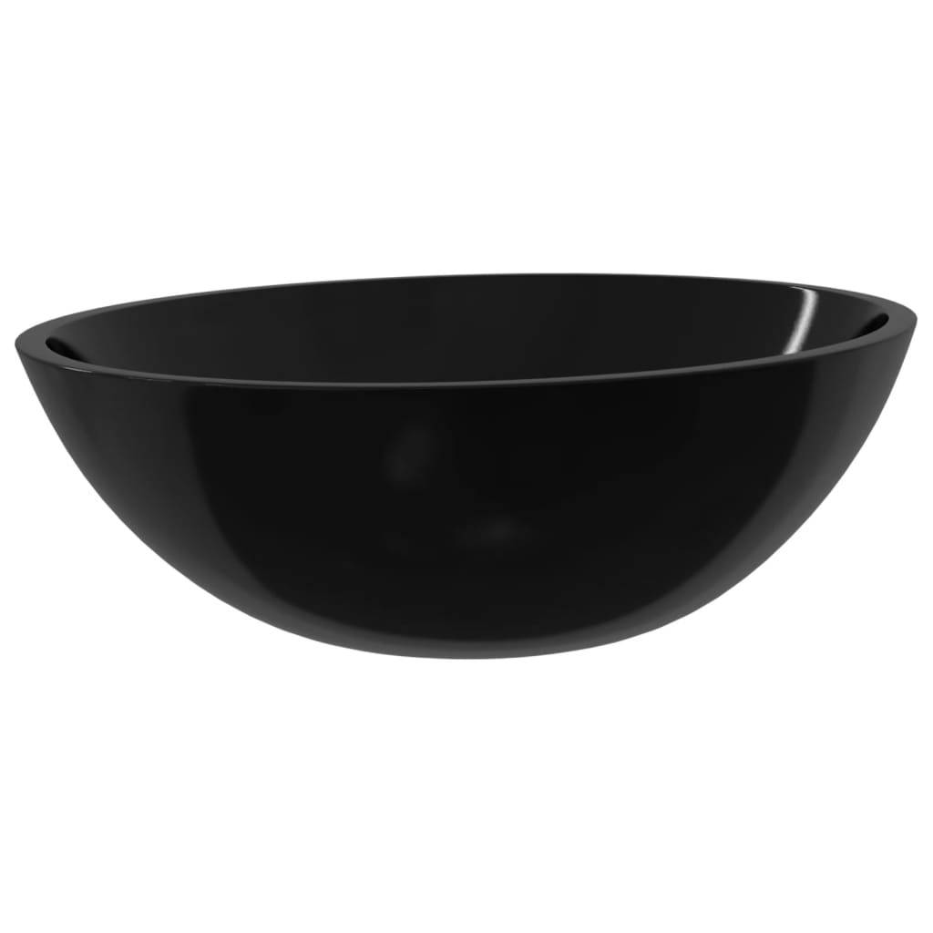 vidaXL - Wasbak - 50x37x14 - cm - glas - zwart-0
