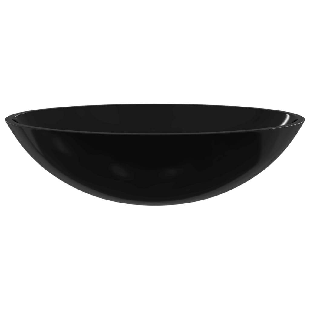 vidaXL - Wasbak - 50x37x14 - cm - glas - zwart-2