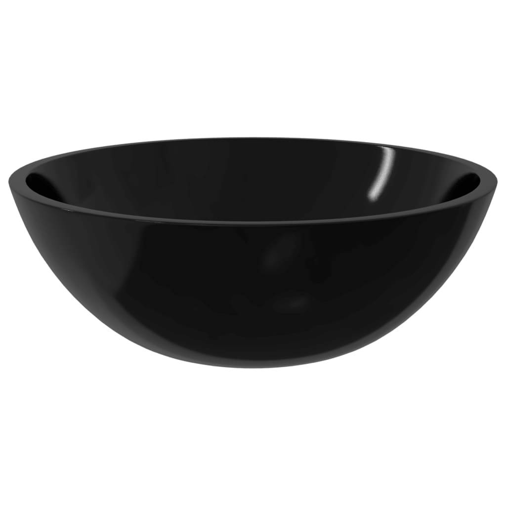 vidaXL - Wasbak - 50x37x14 - cm - glas - zwart-3