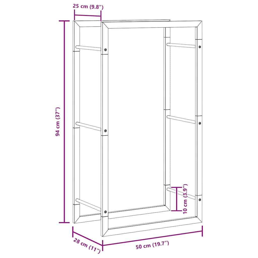 vidaXL - Haardhoutrek - 50x28x94 - cm - staal - matzwart-4