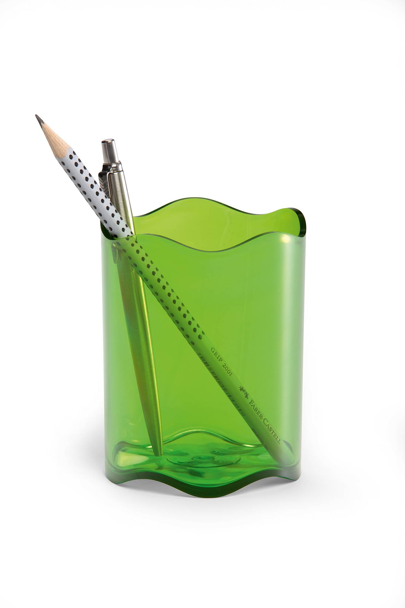 Duurzame pennenhouder, trendy, doorschijnend groen.-2