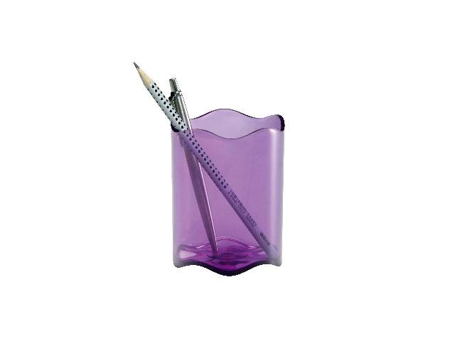 Robuuste TREND pennenhouder, paars, transparant-0