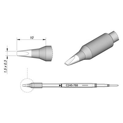 JBC Tools C245768 Soldeerpunt Beitelvorm, Recht Grootte soldeerpunt 0.3 mm Lengte soldeerpunt: 10 mm Inhoud: 1 stuk(s)