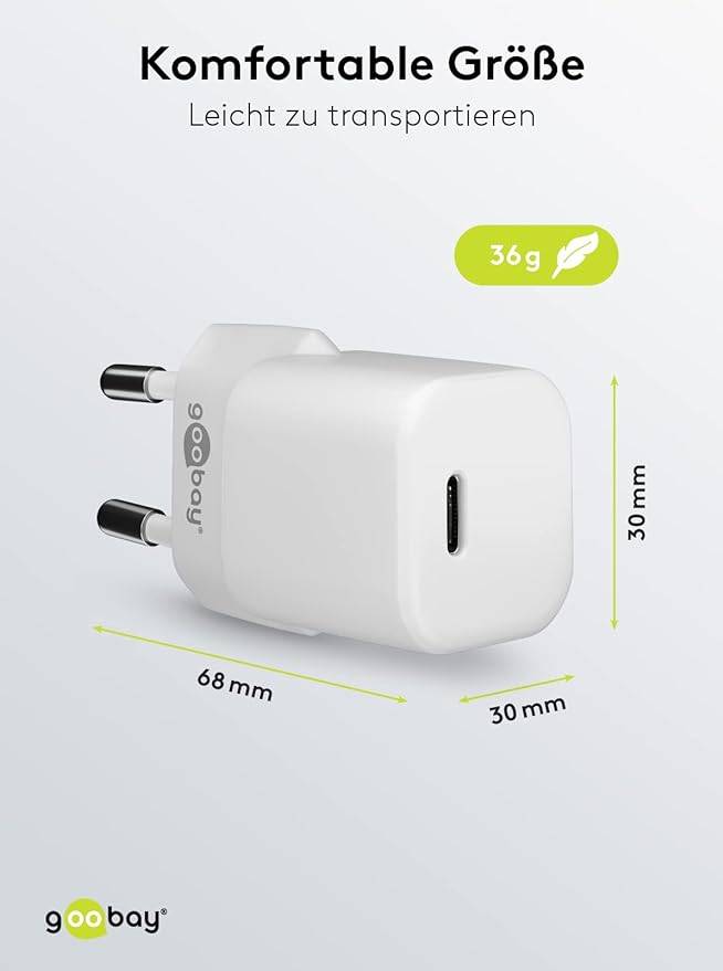 Goobay USB-C™ PD (Power Delivery) snellader nano (30 W) wit - geschikt voor apparaten met USB-C™ (Power Delivery)...-2