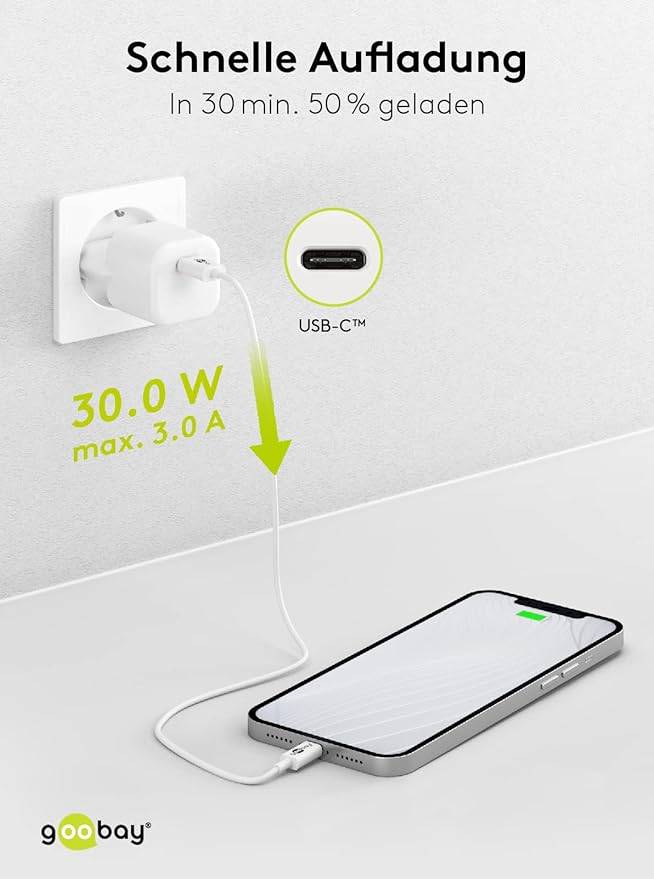 Goobay USB-C™ PD (Power Delivery) snellader nano (30 W) wit - geschikt voor apparaten met USB-C™ (Power Delivery)...-4