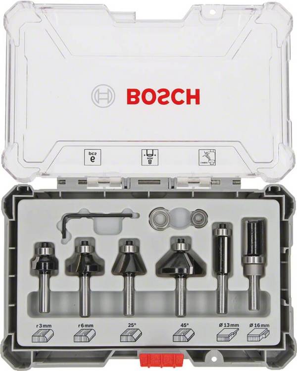 Bosch Freesbits Set voor Afkanten en Trimmen 6 Stuks 2607017469