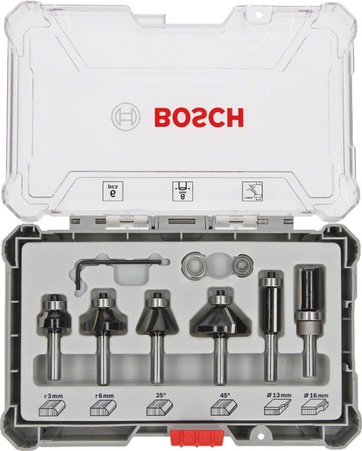 Bosch Freesbits Set voor Afkanten en Trimmen 6 Stuks 2607017469-0