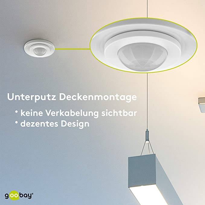 Goobay PIR bewegingssensor - 8m bereik - inbouw plafond / wit-4