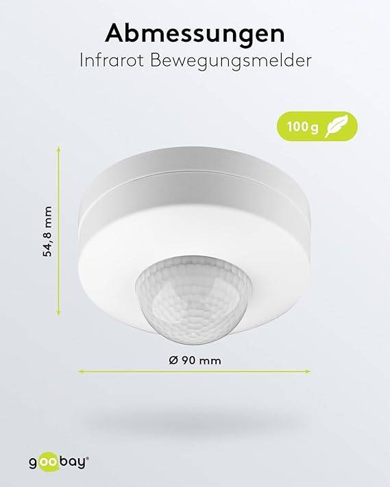Infrarood bewegingsmelder voor opbouwmontage aan het plafond, 360° detectie, 12 m bereik, voor gebruik binnenshuis...-2