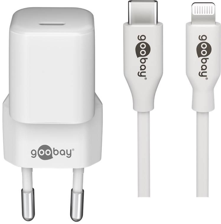 Goobay Lightning/USB-C™ PD oplaadset (30 W) - USB-C™ voedingsadapter 30 W inclusief USB-C™ naar Lightning-kabel voor...