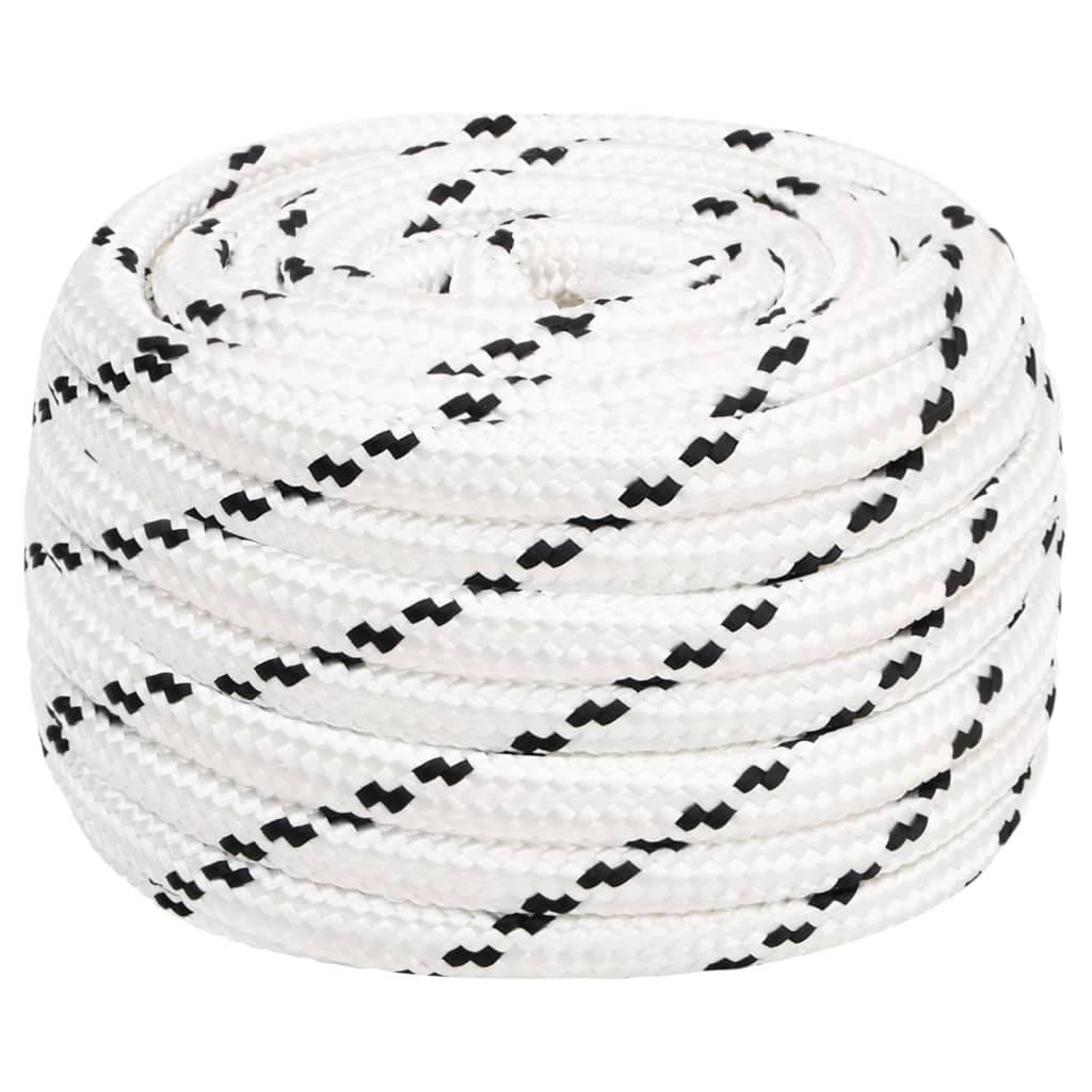 VidaXL Boottouw gevlochten 20 mmx50 m polyester wit