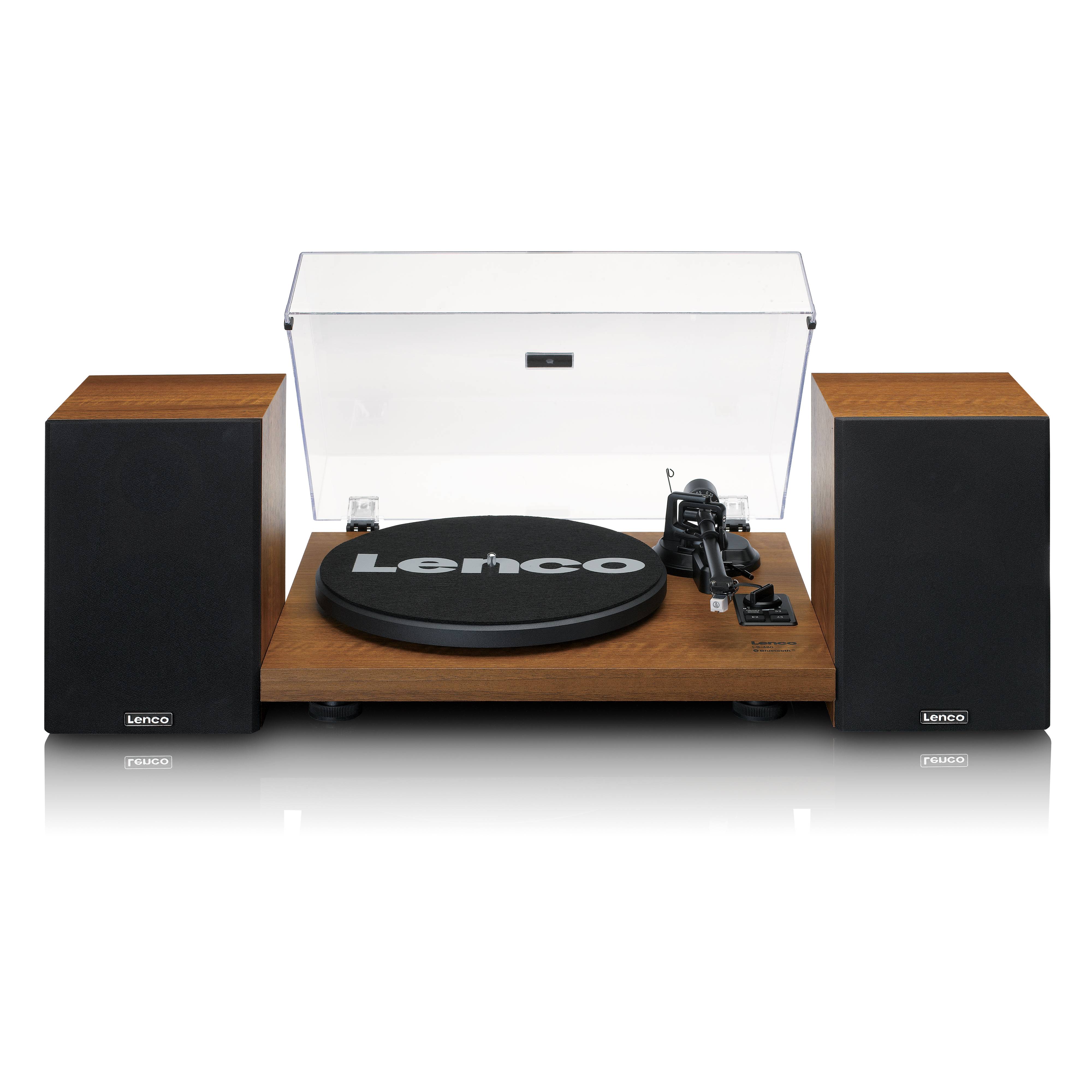 LENCO LS-480WD - Platenspeler met ingebouwde versterker en Bluetooth® plus 2 externe luidsprekers, hout-0