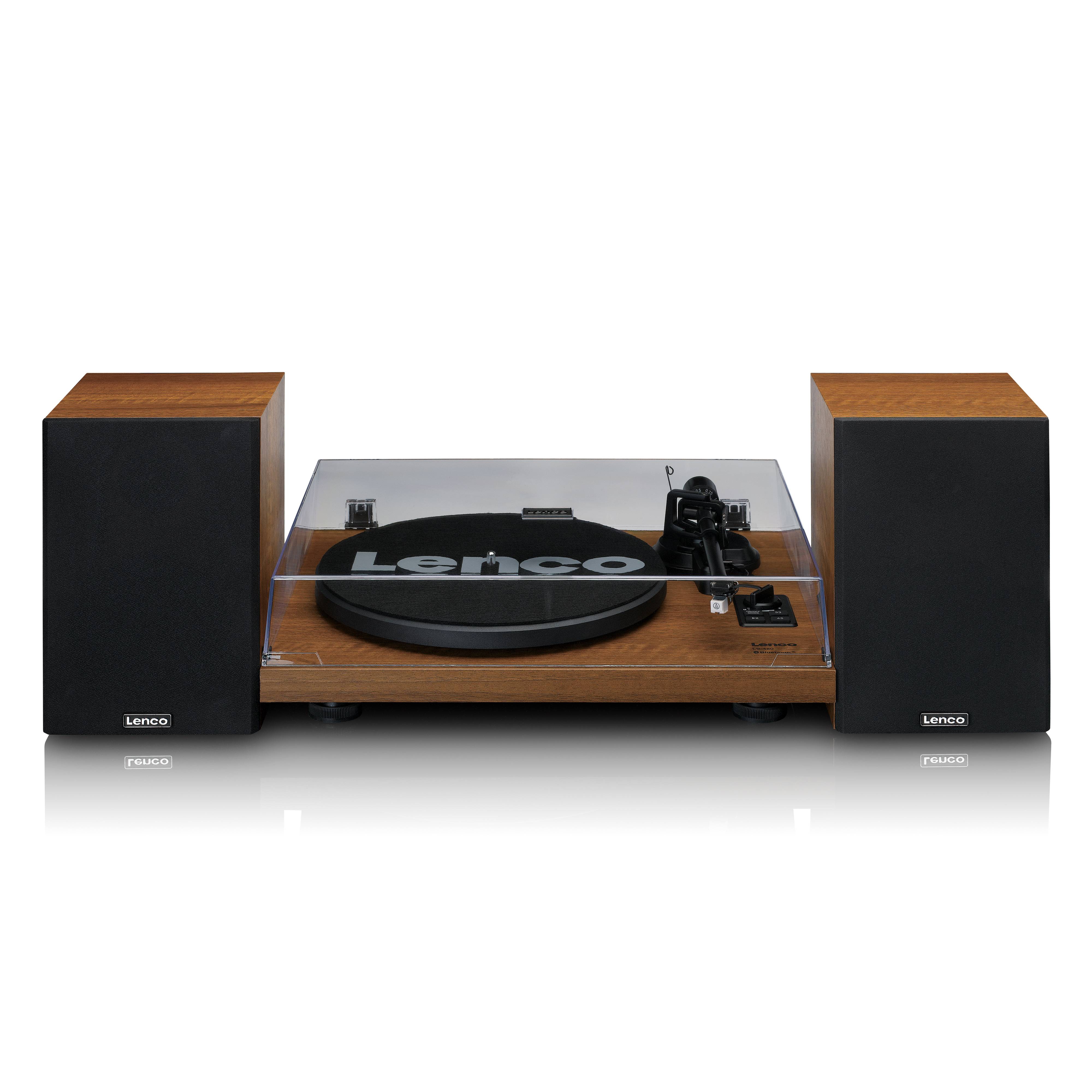 LENCO LS-480WD - Platenspeler met ingebouwde versterker en Bluetooth® plus 2 externe luidsprekers, hout-1