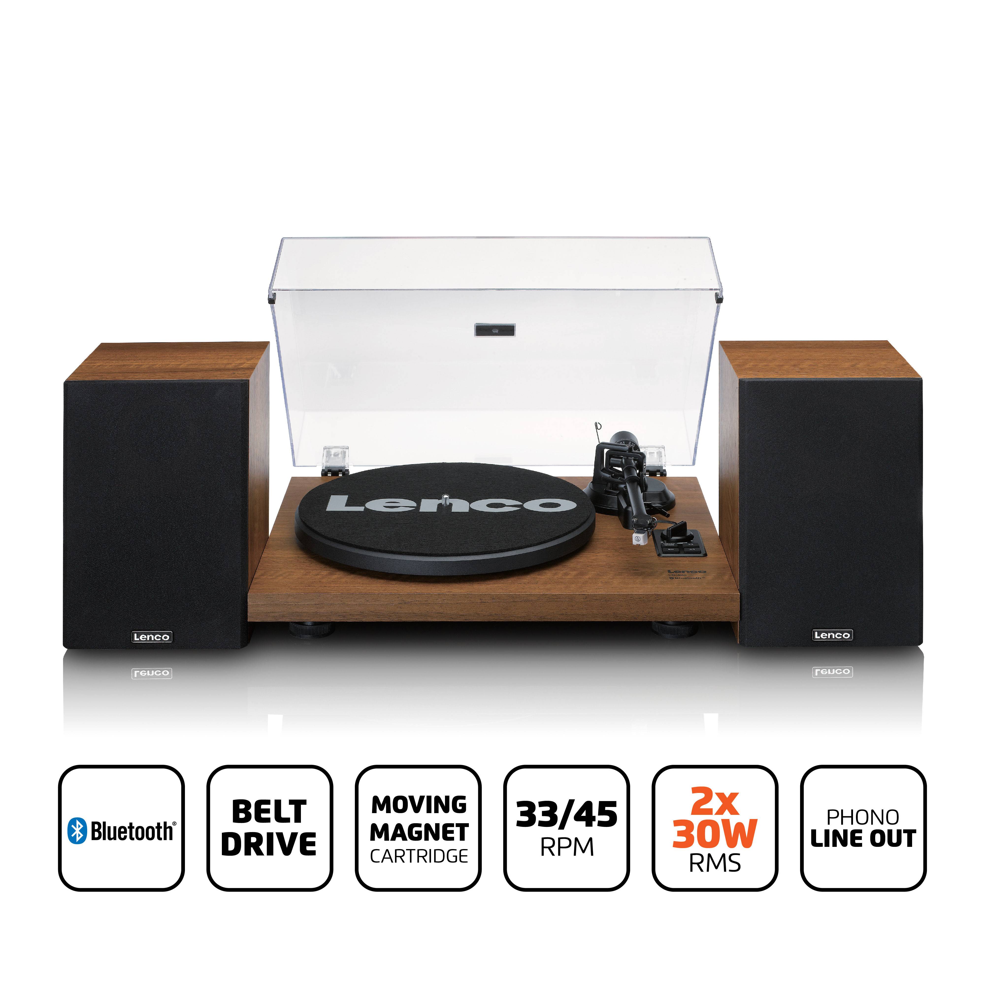 LENCO LS-480WD - Platenspeler met ingebouwde versterker en Bluetooth® plus 2 externe luidsprekers, hout-2