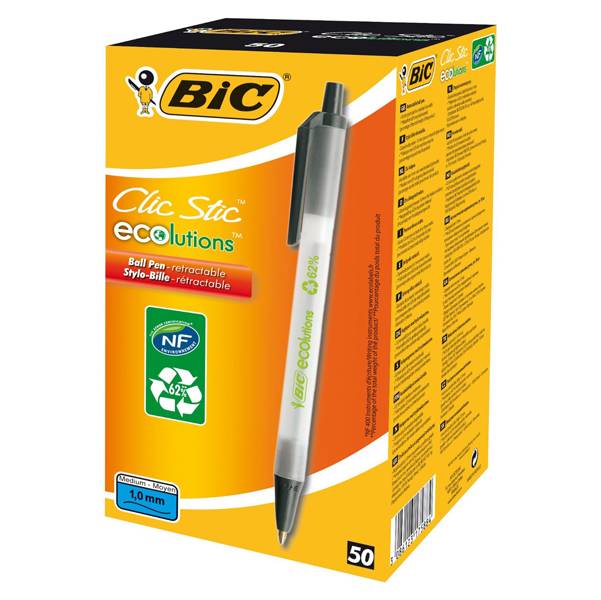 BIC CLIC STIC - Clip - Clip -ON Intrekbare balpen - Zwart - Medium-0