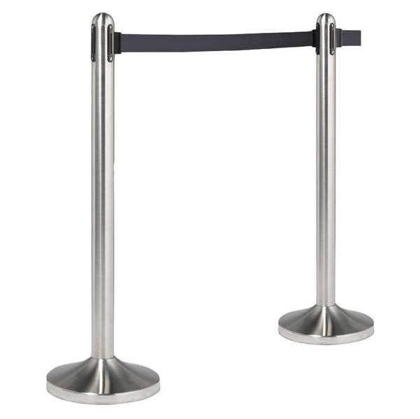 Afzetpaal securit rvs 100cm rolband 210cm zwart | 1 stuk-0