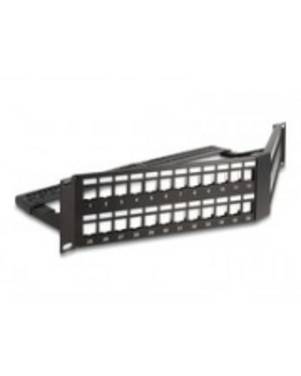 Delock 19″ Keystone Patch Panel 48 port with strain relief 2U angled black