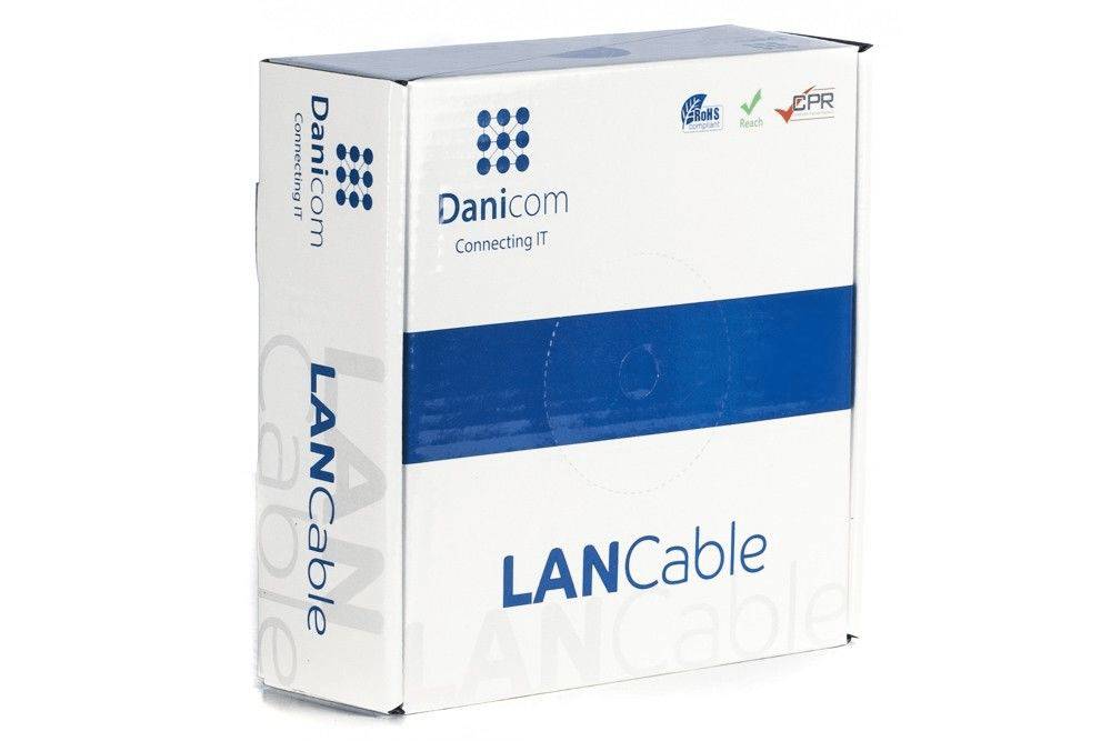 Danicom - CAT6 S/FTP 100m kabel op rol soepel grijs CCA-0