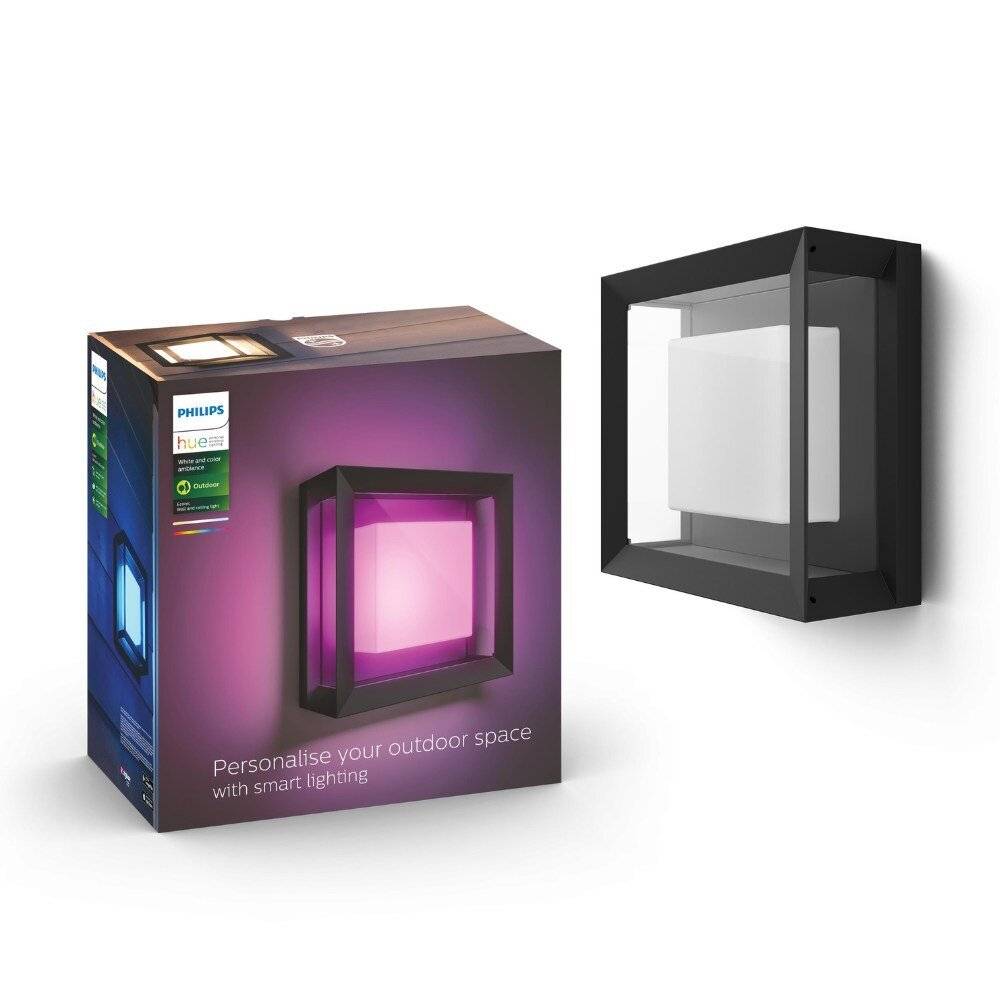 Philips Hue Econic vierkante LED wandlamp zwart-2