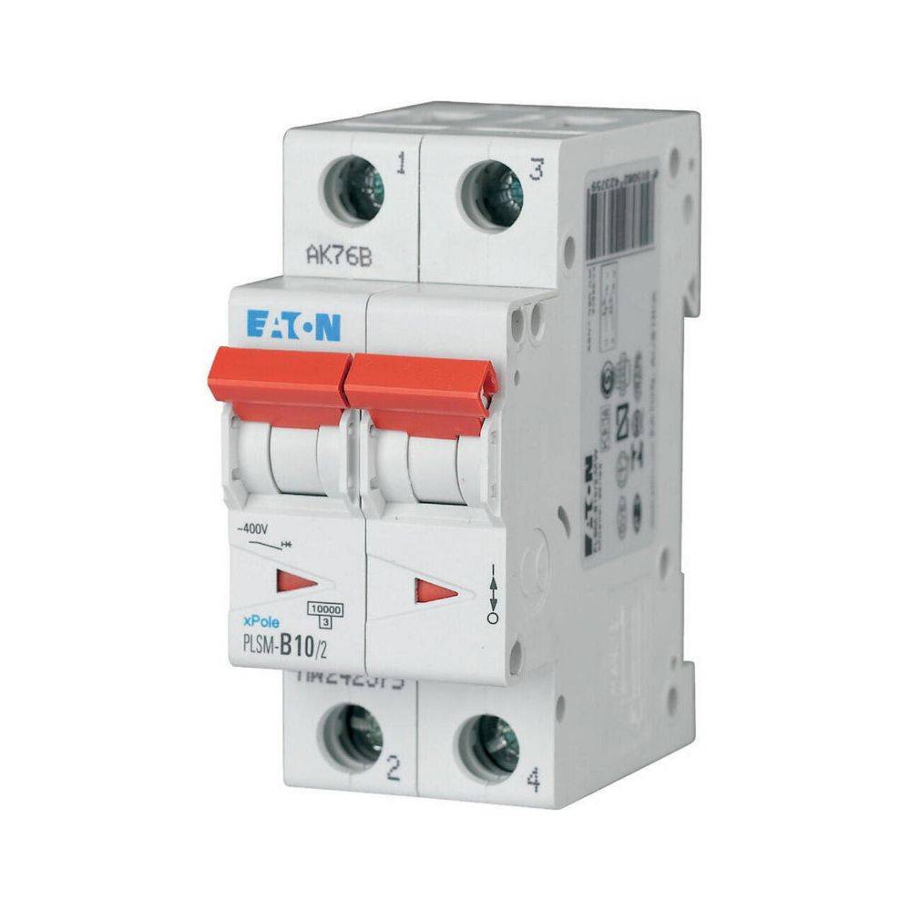 EATON ELECTRIC PLSM-C10/2-MW Installatieautomaat; 230/400VAC; Inom: 10A; Polen: 2; op DIN-rail - 1 stuk-0