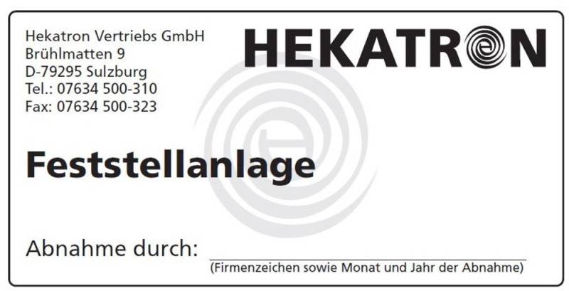 Hekatron Vertriebs Abnahmeschild FSA 3740888-0