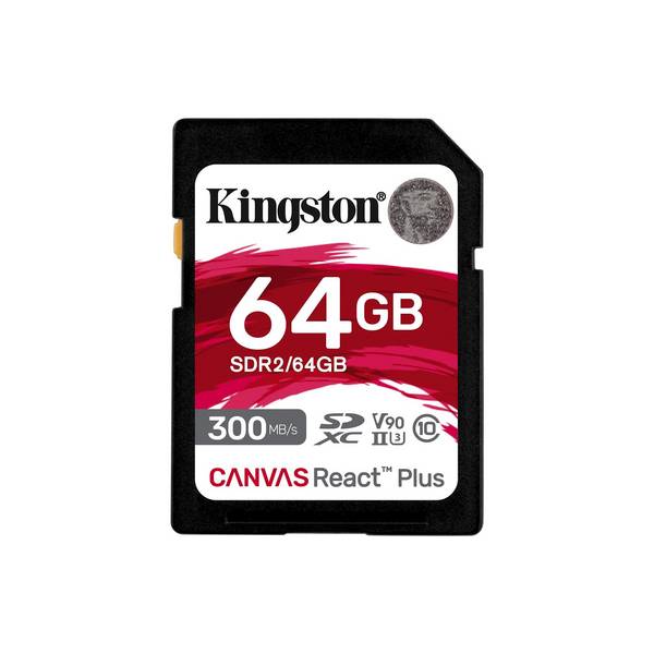 KINGSTON TECHNOLOGY SDR2/64GB Geheugenstick; SDXC; 64GB; UHS II U3 V90; R: 300MB/s; W: 260MB/s - 1 stuk
