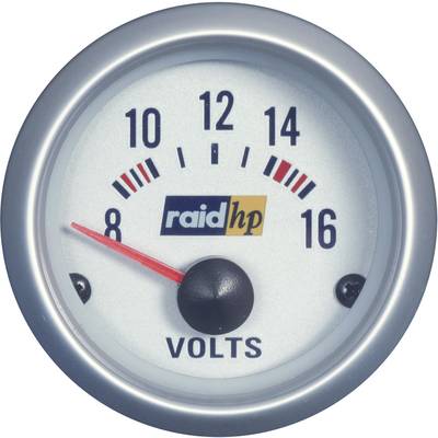 raid hp 660223 Inbouwmeter (auto) Voltmeter Meetbereik 8 - 16 V Silber-Serie Blauw-wit 52 mm