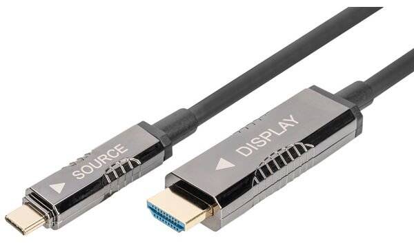 Digitus AK-330150-150-S USB-kabel HDMI / USB-C Aansluitkabel HDMI-A-stekker, USB-C stekker 15 m Zwart 4K UHD, Aluminium--3