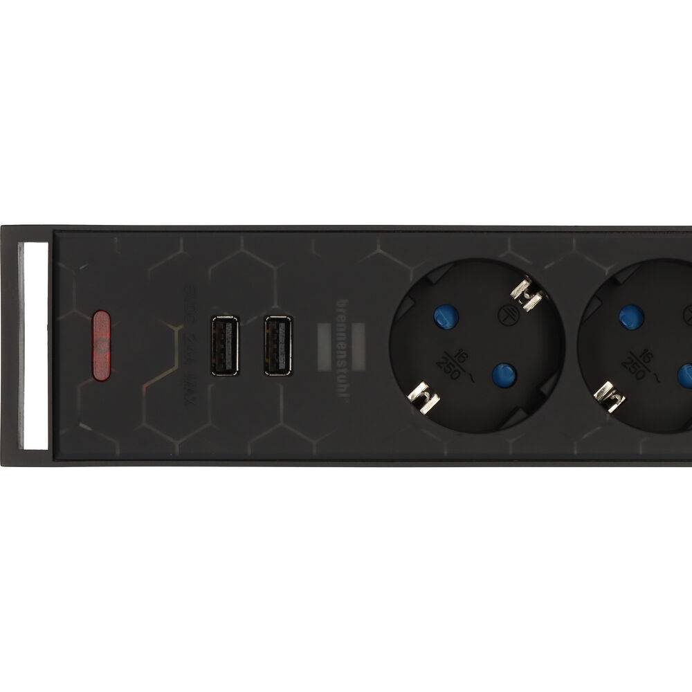 Brennenstuhl 1153560100 Gaming Stekkerdoos | 5 sockets | Aan/uit Schakelaar | 2x USB-A | Zwart | 1,5 meter-2
